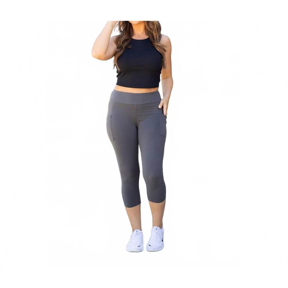 NEW JULIA ROSE dani capri leggings with pockets in charcoal